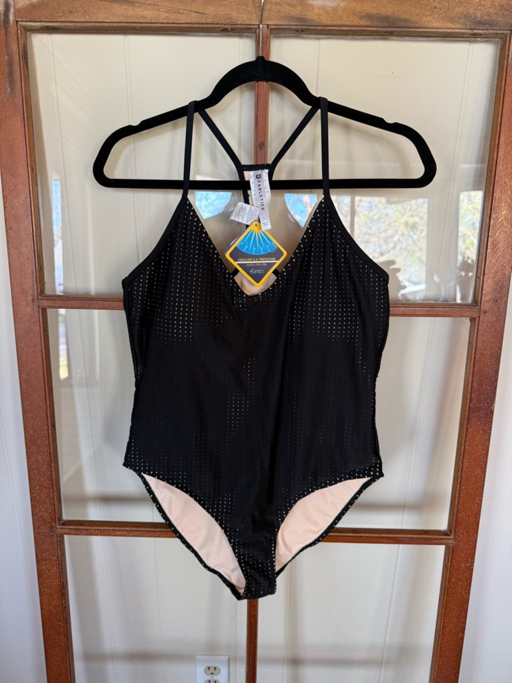 Fabletics NWT Valentina One Piece Swimsuit Black Racerback Thin Strap - L - Picture 3 of 7